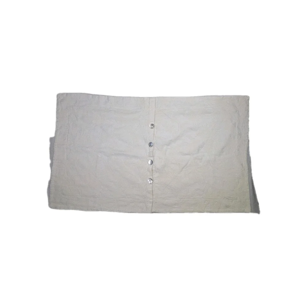 Bella Notte Vienna King Sham Ivory Chenille Scroll Shell Button USA Rayon Cotton